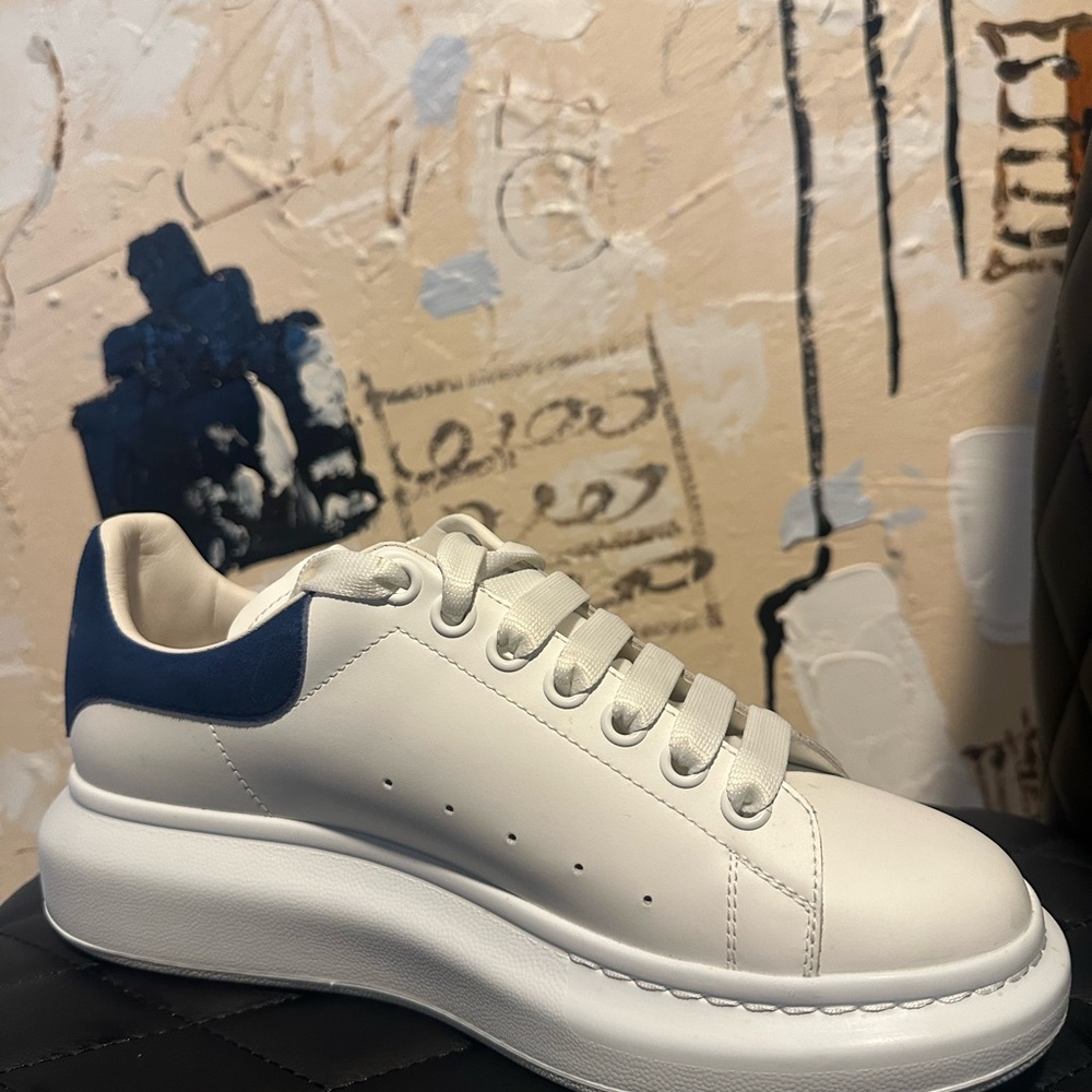 Alexander McQueen White and Blue Sneakers